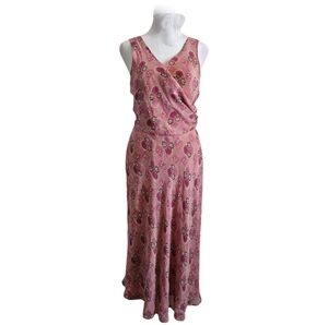 Monsoon Y2K 100% Silk Gorgeous Pink floral maxi dress flowy slightly pleated